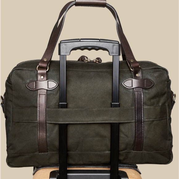 Filson 48hr Tin Cloth Duffel Bag Trolly Strap Bridle Leather Timeless Unisex - Picture 5 of 16